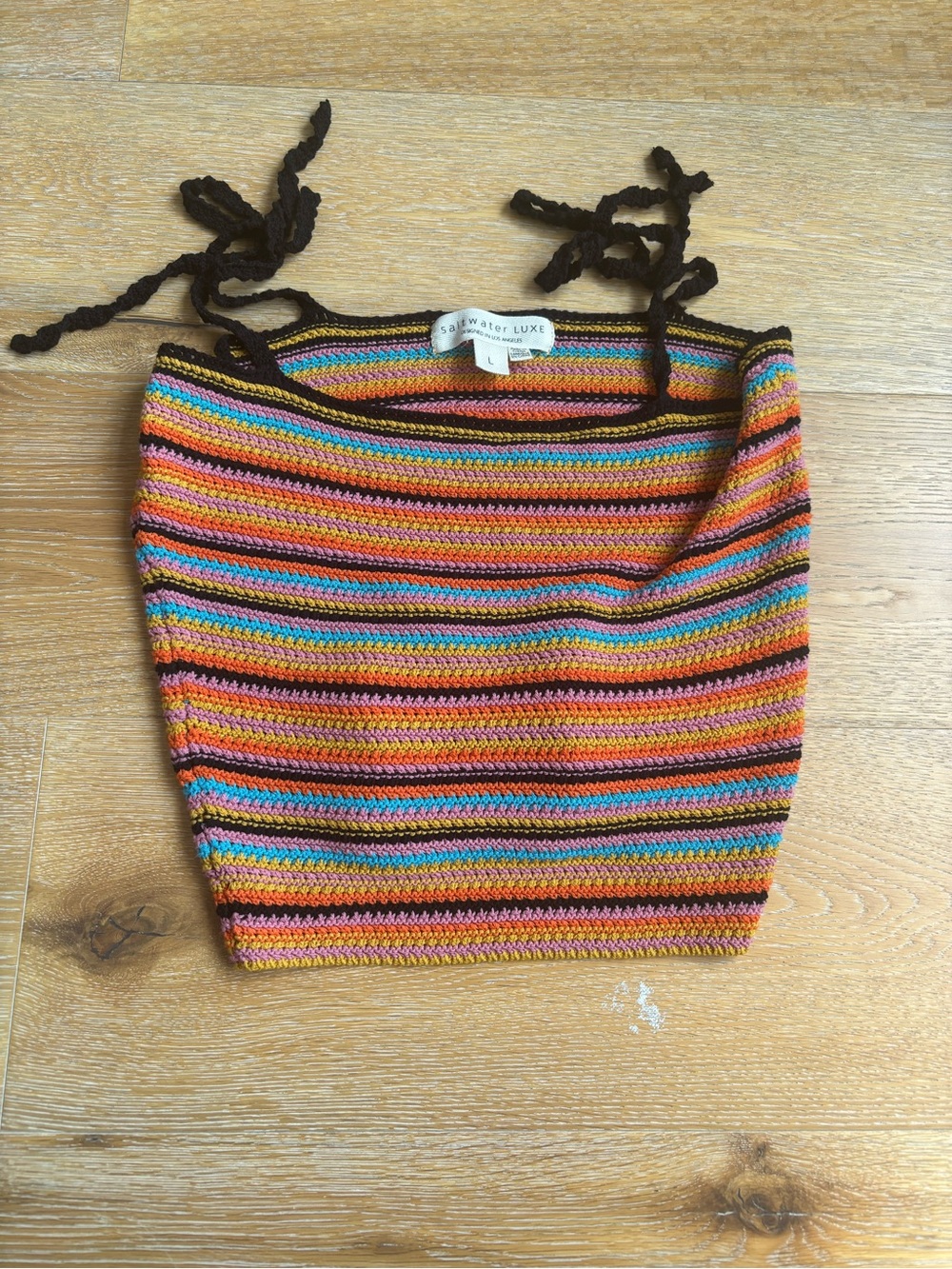 saltwater LUXE Multicolor Striped Crochet Crop Top